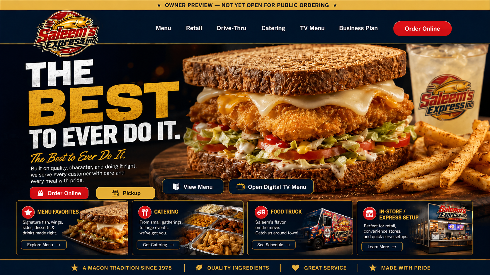 Saleem's Express homepage preview